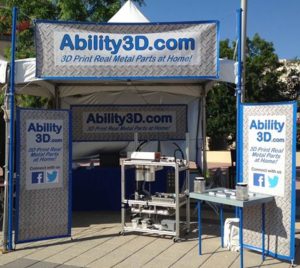 Ability3D's booth. Developing a home metal powder 3D printer