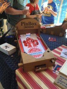 Cardboard pinball kits, with options to add arduino, electronics, servo, etc. There's going to be an upcoming kickstarter campaign. 