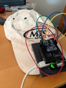 Sensor unit mounted on a baseball cap